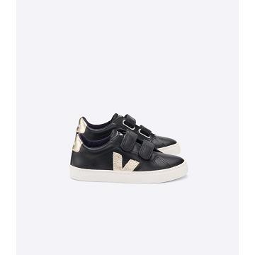 Veja ESPLAR LEATHER Kids' Sneakers Black/Gold | CA 812UZG